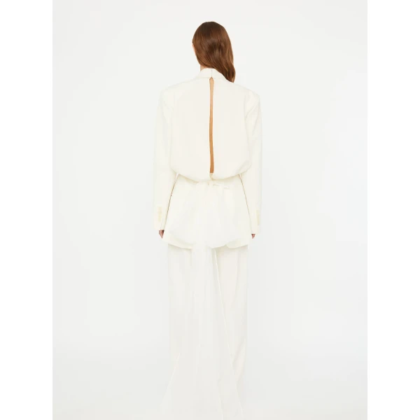 Christopher Esber Intimate Bow Back Twill Blazer in White | Dresses | Coveti