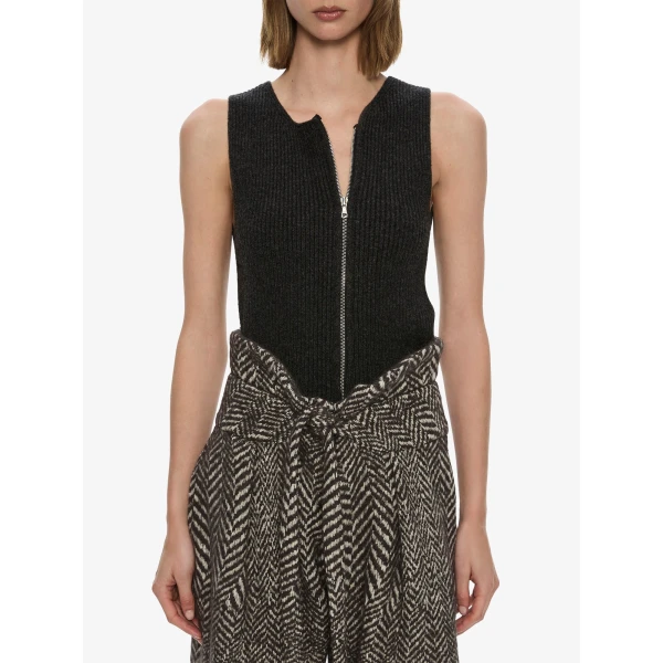 Christopher Esber Isolde Zipped Tank in Charcoal | Sleeveless | Coveti