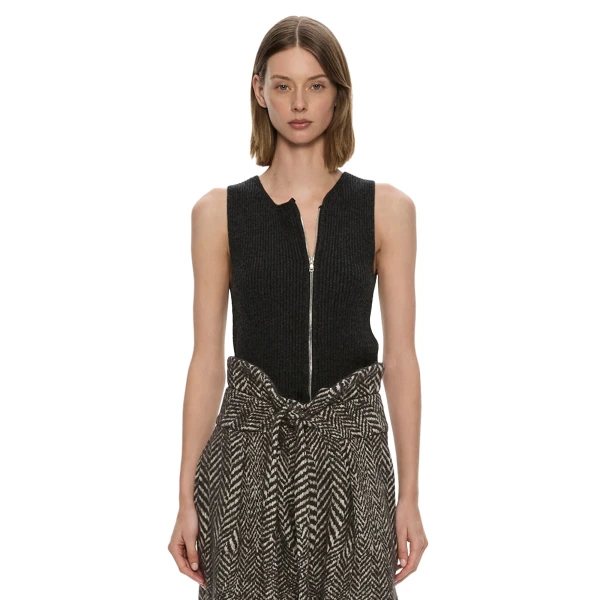 Christopher Esber Isolde Zipped Tank in Charcoal | Sleeveless | Coveti