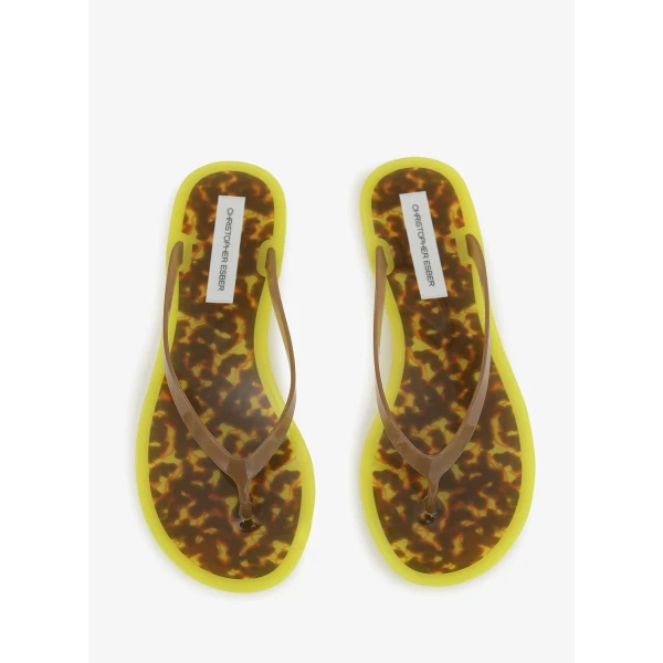 Christopher Esber Jo Flip Flop in Lemon Tortoise | Flip Flops & Slides | Coveti