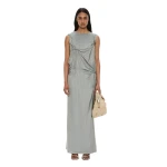 Christopher Esber Kacere Bikini Tuck Column Tank Dress in Washed Slate | Maxi Dresses | Coveti
