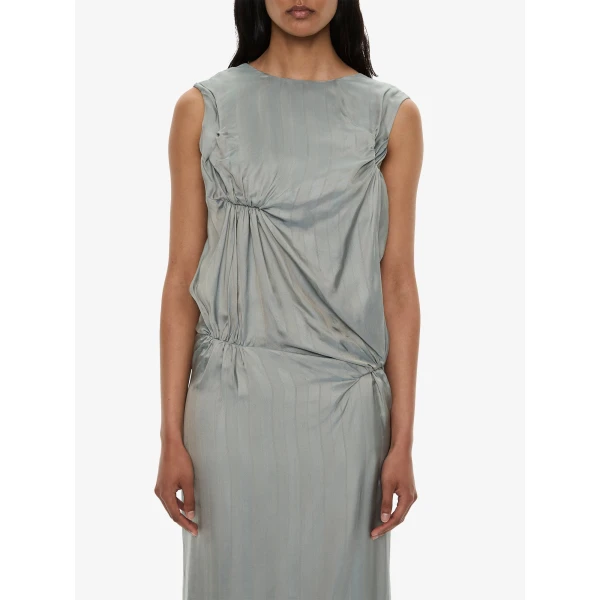 Christopher Esber Kacere Bikini Tuck Column Tank Dress in Washed Slate | Maxi Dresses | Coveti