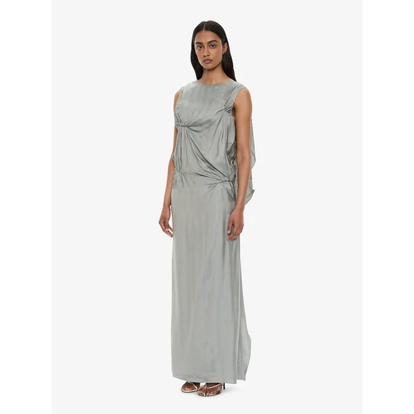 Christopher Esber Kacere Bikini Tuck Column Tank Dress in Washed Slate | Maxi Dresses | Coveti