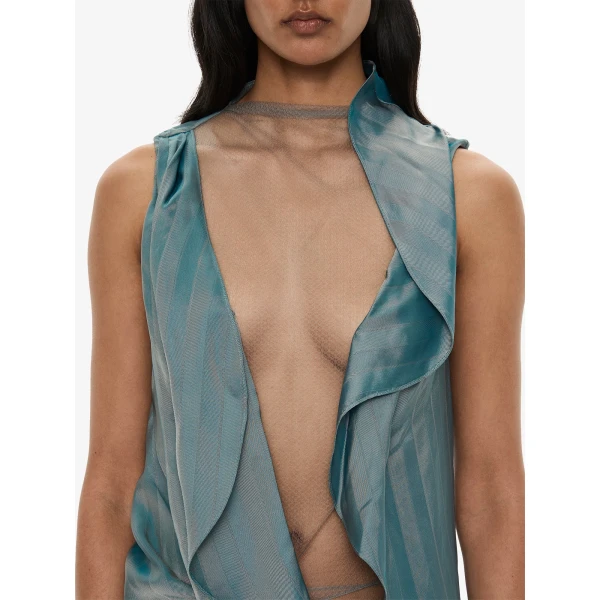 Christopher Esber Kacere Draped Top in Washed Green | Tops | Coveti