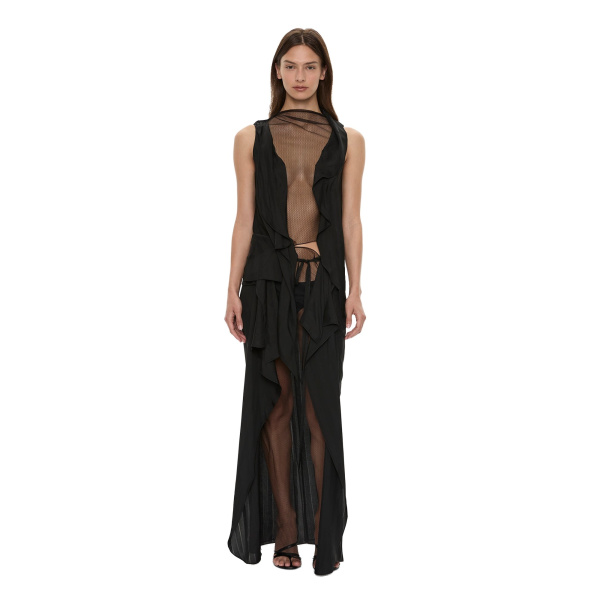 Kacere Towel Drape Column Skirt in Black