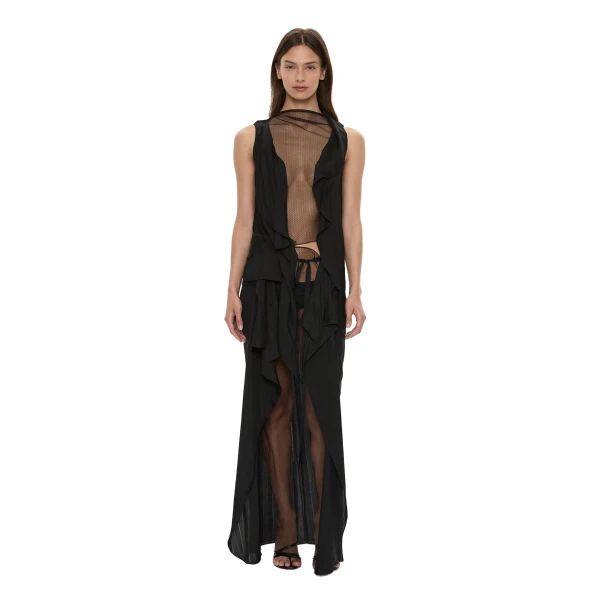 Kacere Towel Drape Column Skirt in Black