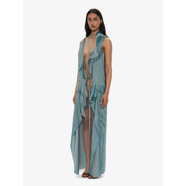Christopher Esber Kacere Towel Drape Column Skirt in Washed Green | Skirts | Coveti
