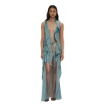 Christopher Esber Kacere Towel Drape Column Skirt in Washed Green | Skirts | Coveti