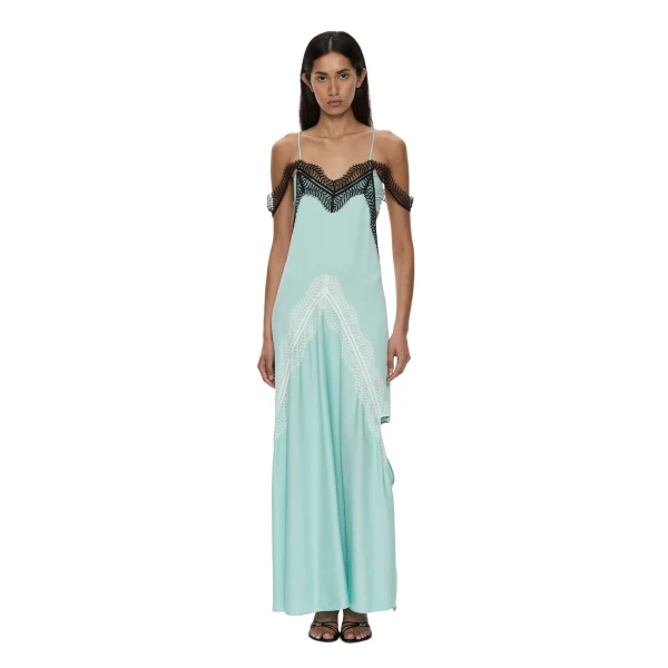 Keira Split Lace Cutaway Dress in Mystic Mint Multi