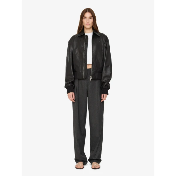 Christopher Esber Leather Flight Bomber in Black | Leather Jackets | Coveti