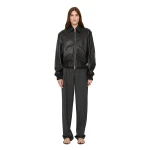 Christopher Esber Leather Flight Bomber in Black | Leather Jackets | Coveti