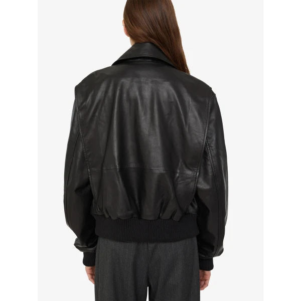 Christopher Esber Leather Flight Bomber in Black | Leather Jackets | Coveti