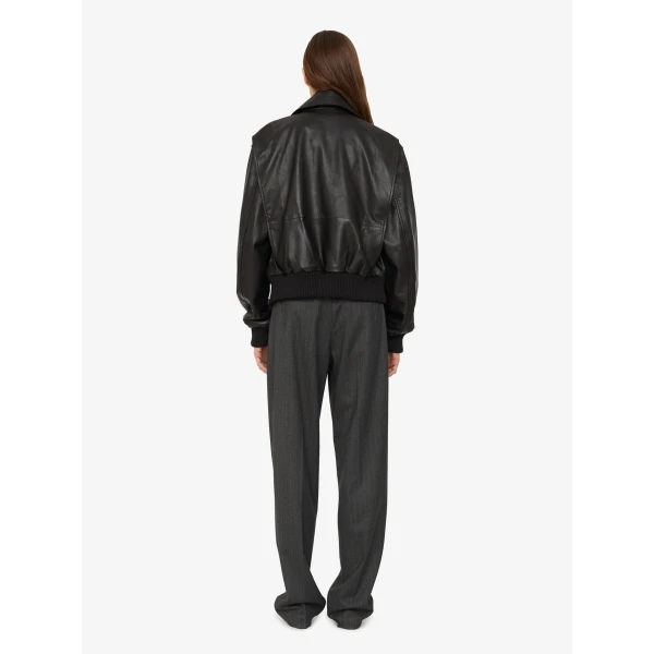 Christopher Esber Leather Flight Bomber in Black | Leather Jackets | Coveti