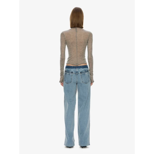 Christopher Esber Lenny Cashmere Long Sleeve Knit Top in Grey Marle | Sweaters | Coveti