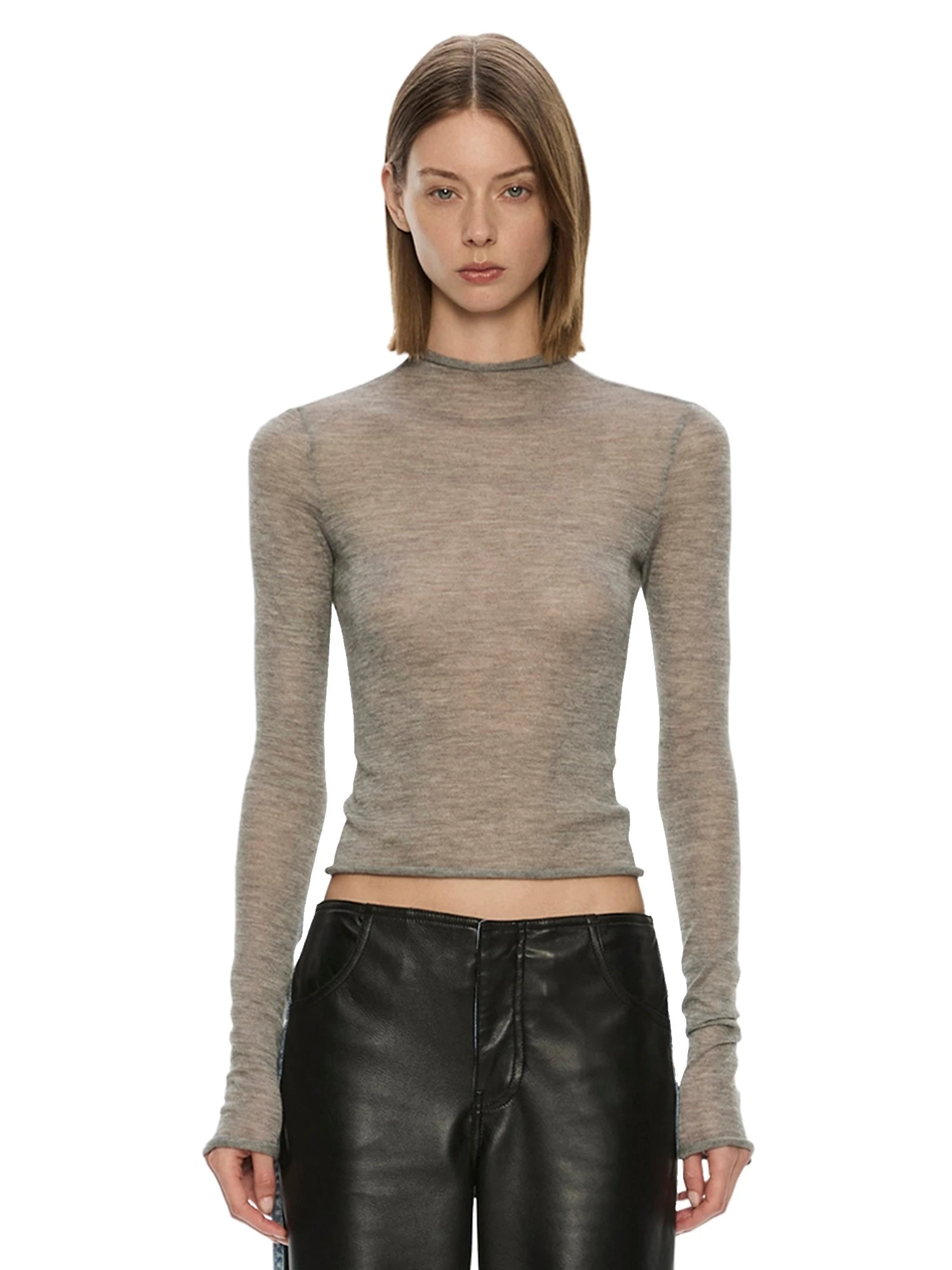 Christopher Esber Lenny Cashmere Long Sleeve Knit Top in Grey Marle Christopher Esber Lenny Cashmere Long Sleeve Knit Top in Grey Marle | Sweaters | Coveti