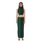 Christopher Esber Mach Stripe Tie Skirt in Rallye Green Black | Skirts | Coveti
