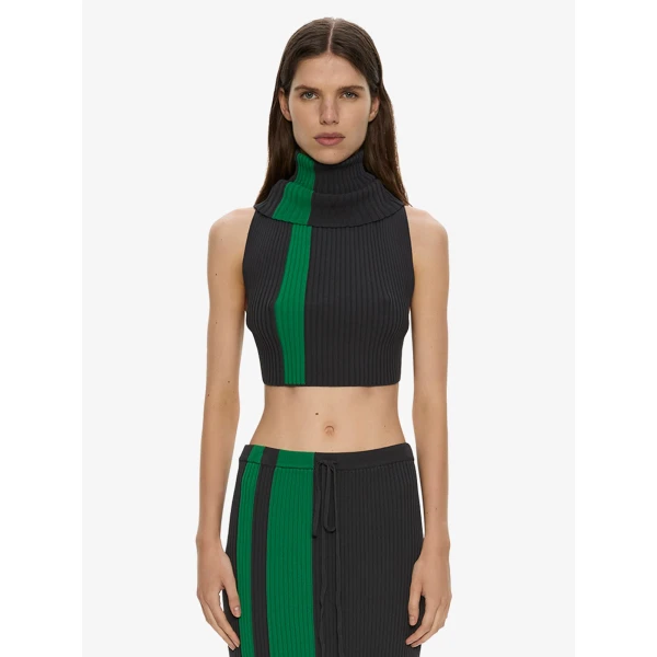 Christopher Esber Mach Stripe Tie Skirt in Rallye Green Black | Skirts | Coveti