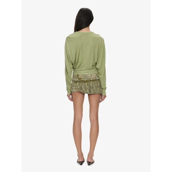 Christopher Esber Manto Long Sleeve Jersey Top in Fennel | Long Sleeve | Coveti