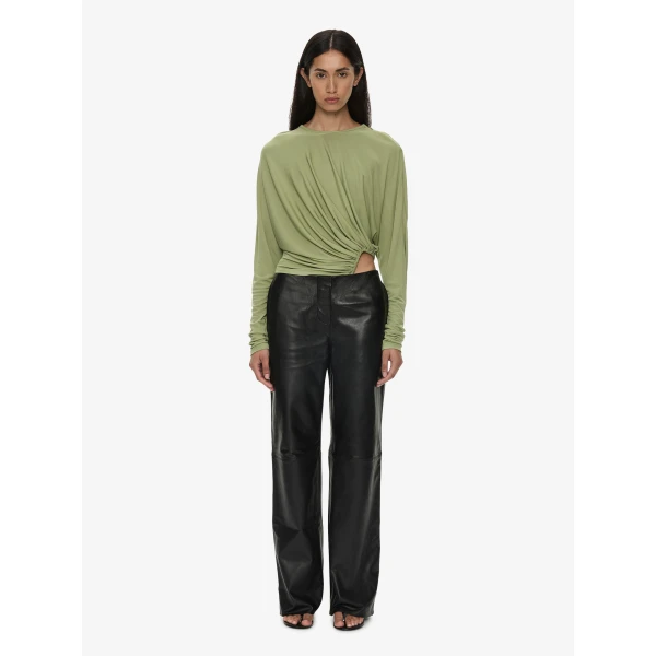 Christopher Esber Manto Long Sleeve Jersey Top in Fennel | Long Sleeve | Coveti
