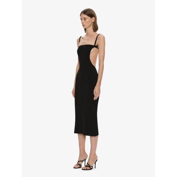 Christopher Esber Mara Contour Knit Dress in Black | Midi Dresses | Coveti