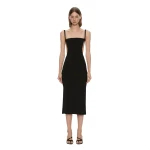 Christopher Esber Mara Contour Knit Dress in Black | Midi Dresses | Coveti