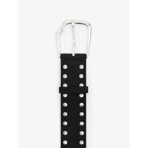 Christopher Esber Maverick Suede Studded Belt in Black Silver Buckle | Belts | Coveti