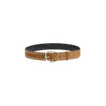 Christopher Esber Maverick Suede Studded Belt in Russet Silver Buckle | Belts | Coveti