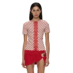 Christopher Esber Mavis V-Neck Tee in Flame White | T-shirts | Coveti
