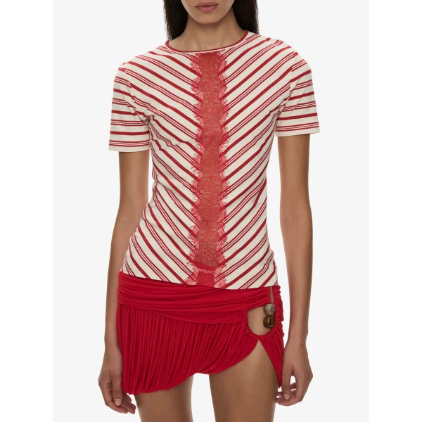 Christopher Esber Mavis V-Neck Tee in Flame White | T-shirts | Coveti