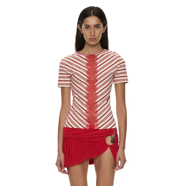 Mavis V-Neck Tee in Flame White