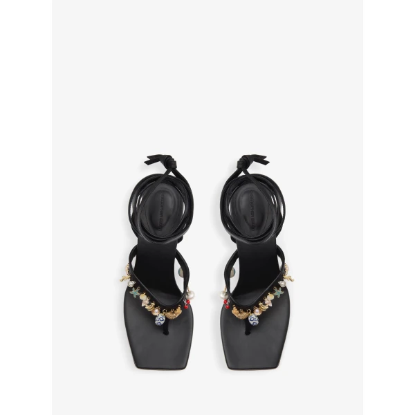 Christopher Esber Memento Charm Flip Flop Heel in Black | Flip Flops & Slides | Coveti