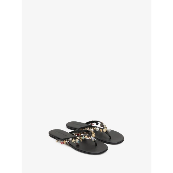 Christopher Esber Memento Charm Flip Flop in Black | Flip Flops & Slides | Coveti
