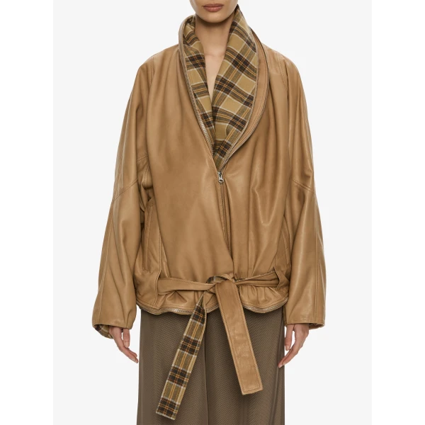 Christopher Esber Mercer Double Jacket in Sand Check | Jackets | Coveti
