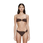 Christopher Esber Mineral Stone Ruched Bikini Top in Umber | Bikini | Coveti