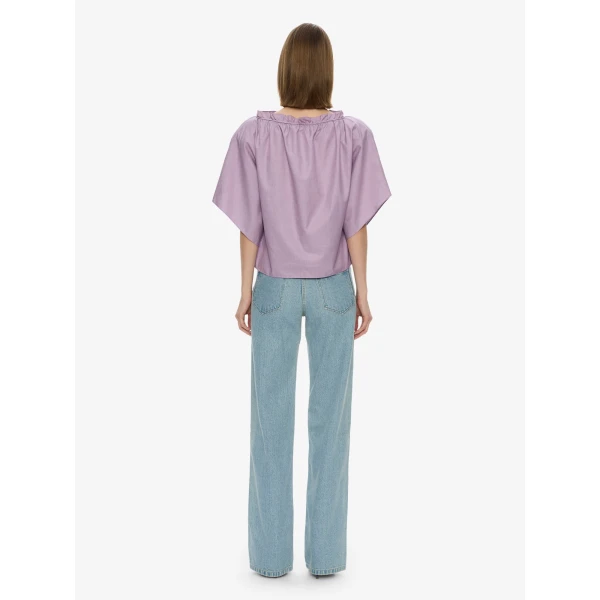 Christopher Esber Mirage Palm Poplin Top in Faded Lilac | Tops | Coveti