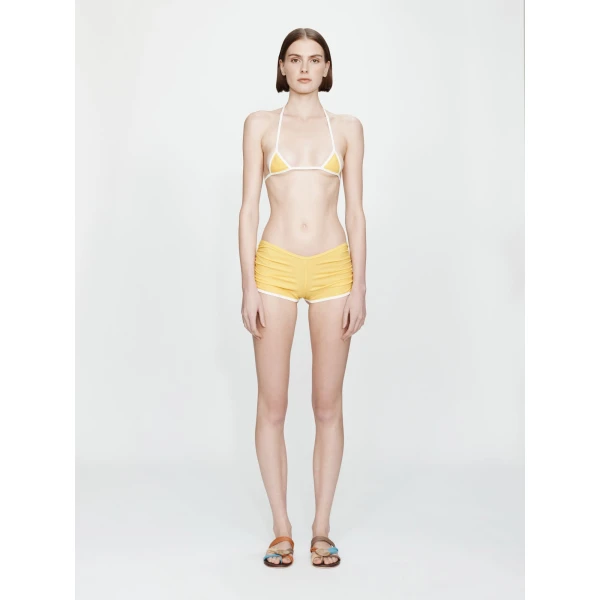 Christopher Esber Oasis Ruched Swim Boyshort in Zest White | Shorts | Coveti