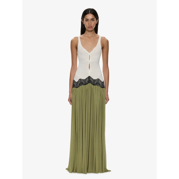 Christopher Esber Open Twist Verner Lace Tank Dress in Fennel White | Maxi Dresses | Coveti