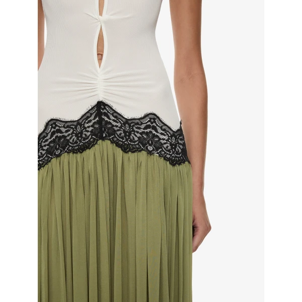 Christopher Esber Open Twist Verner Lace Tank Dress in Fennel White | Maxi Dresses | Coveti