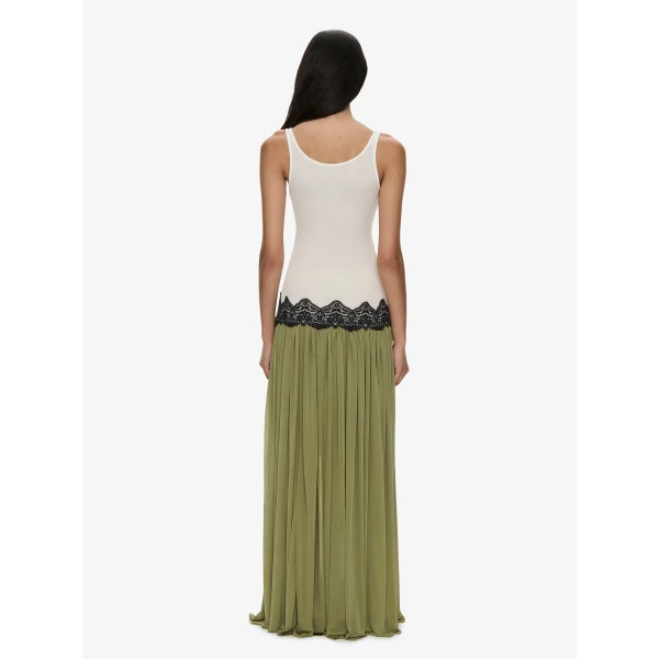 Christopher Esber Open Twist Verner Lace Tank Dress in Fennel White | Maxi Dresses | Coveti