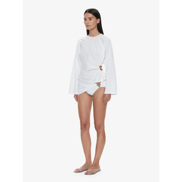 Christopher Esber Orbit Ruched Magyar Top in White | Tops | Coveti