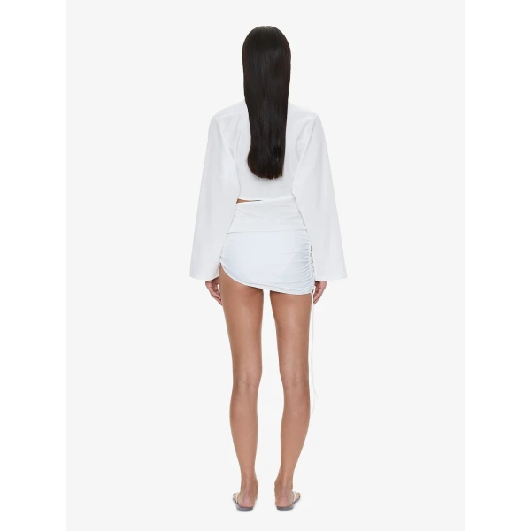 Christopher Esber Orbit Ruched Magyar Top in White | Tops | Coveti