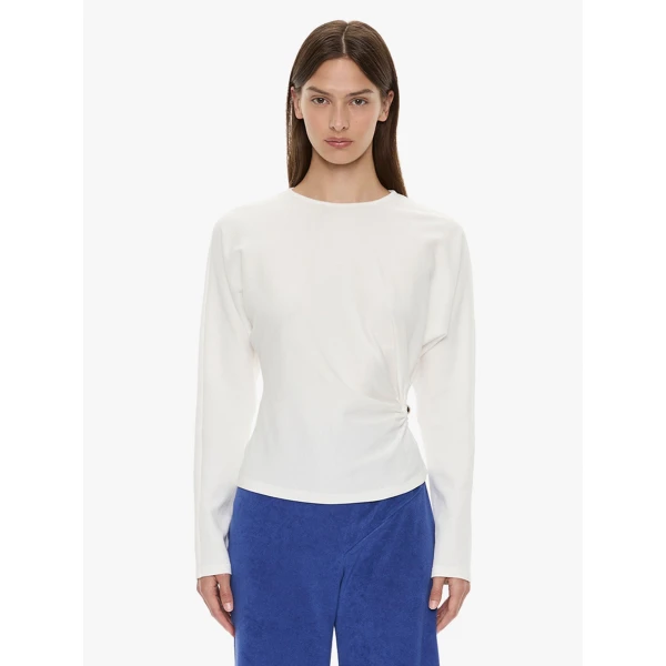 Christopher Esber Orbit Ruched Magyar Top in White | Tops | Coveti