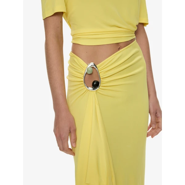 Christopher Esber Orica Crystal Cascade Jersey Skirt in Targa Yellow | Skirts | Coveti