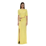 Christopher Esber Orica Crystal Cascade Jersey Skirt in Targa Yellow | Skirts | Coveti