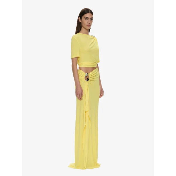 Christopher Esber Orica Crystal Cascade Jersey Skirt in Targa Yellow | Skirts | Coveti
