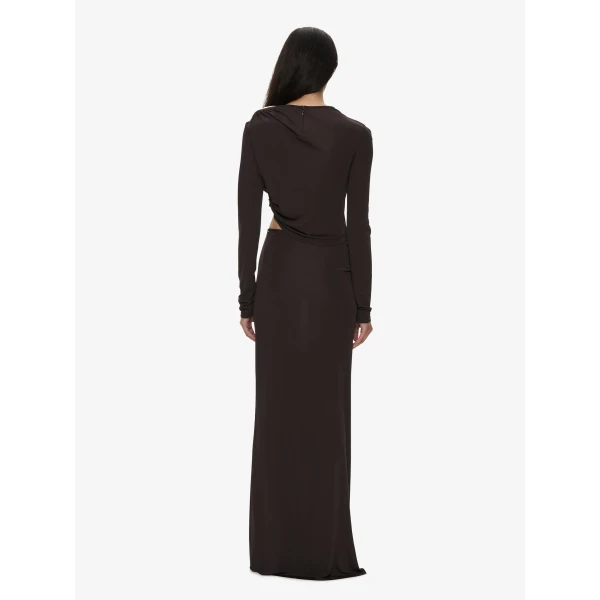 Christopher Esber Orica Crystal Ruched Long Sleeve Top in Molasses | Long Sleeve | Coveti