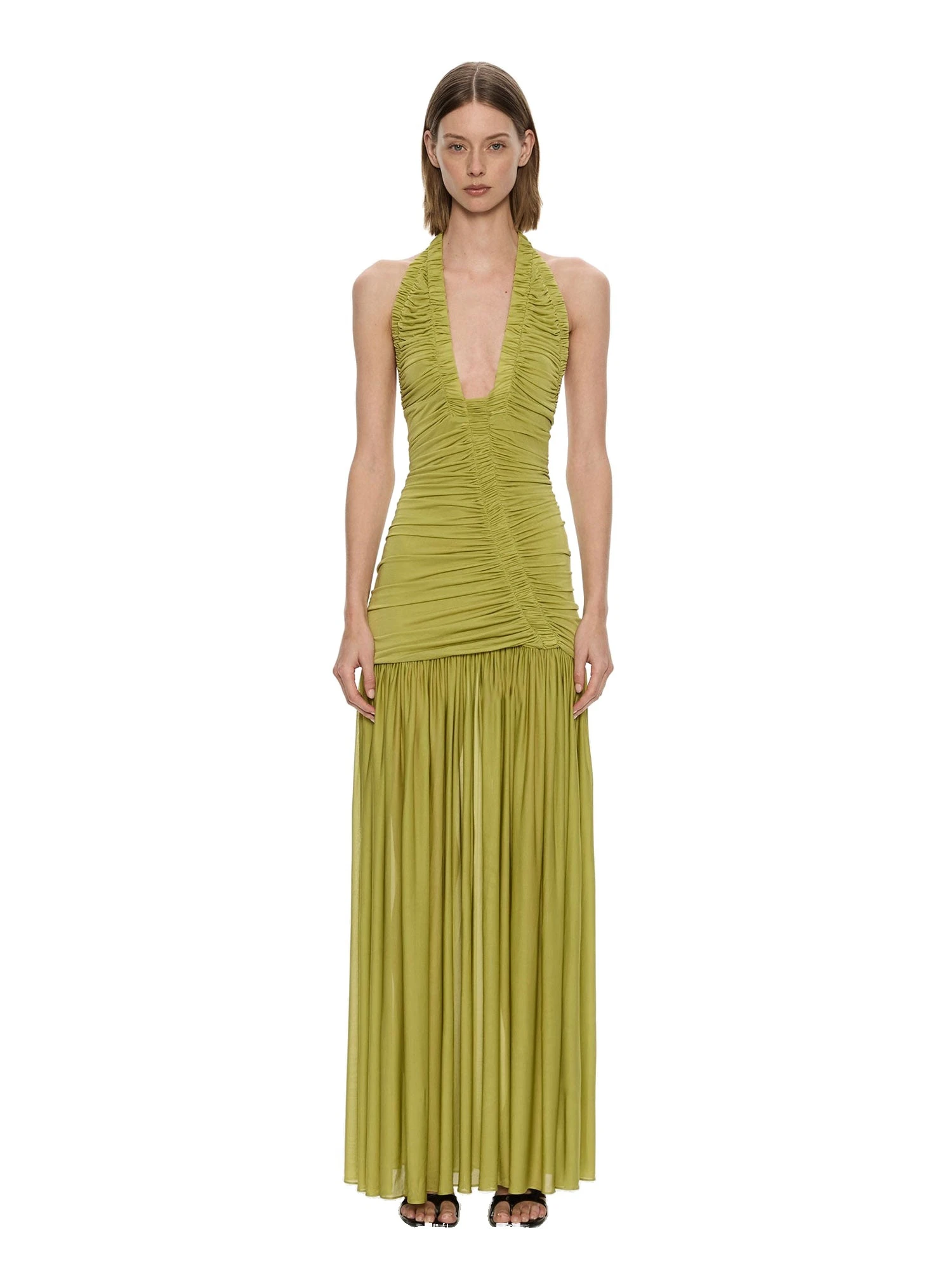 Christopher Esber Orion Gown in Limed Olive Christopher Esber Orion Gown in Limed Olive | Evening Gowns | Coveti