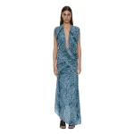 Christopher Esber Orion Midi Skirt in Feathered Petrol | Midi Skirts | Coveti