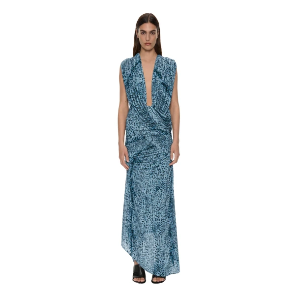Christopher Esber Orion Midi Skirt in Feathered Petrol | Midi Skirts | Coveti