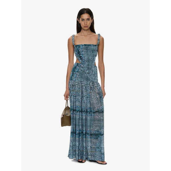 Christopher Esber Orion Separation Gown in Feathered Petrol | Evening Gowns | Coveti